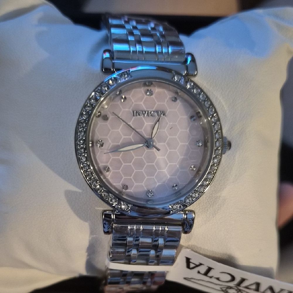 Invicta Silver Watch with Crystal Accents